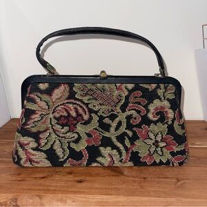 Vintage Verdi Jacquard Floral Tapestry Handbag Purse